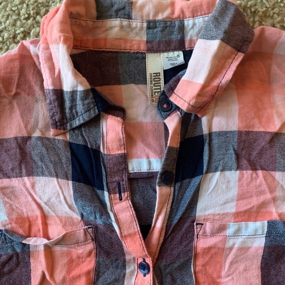 Coral & Navy Flannel